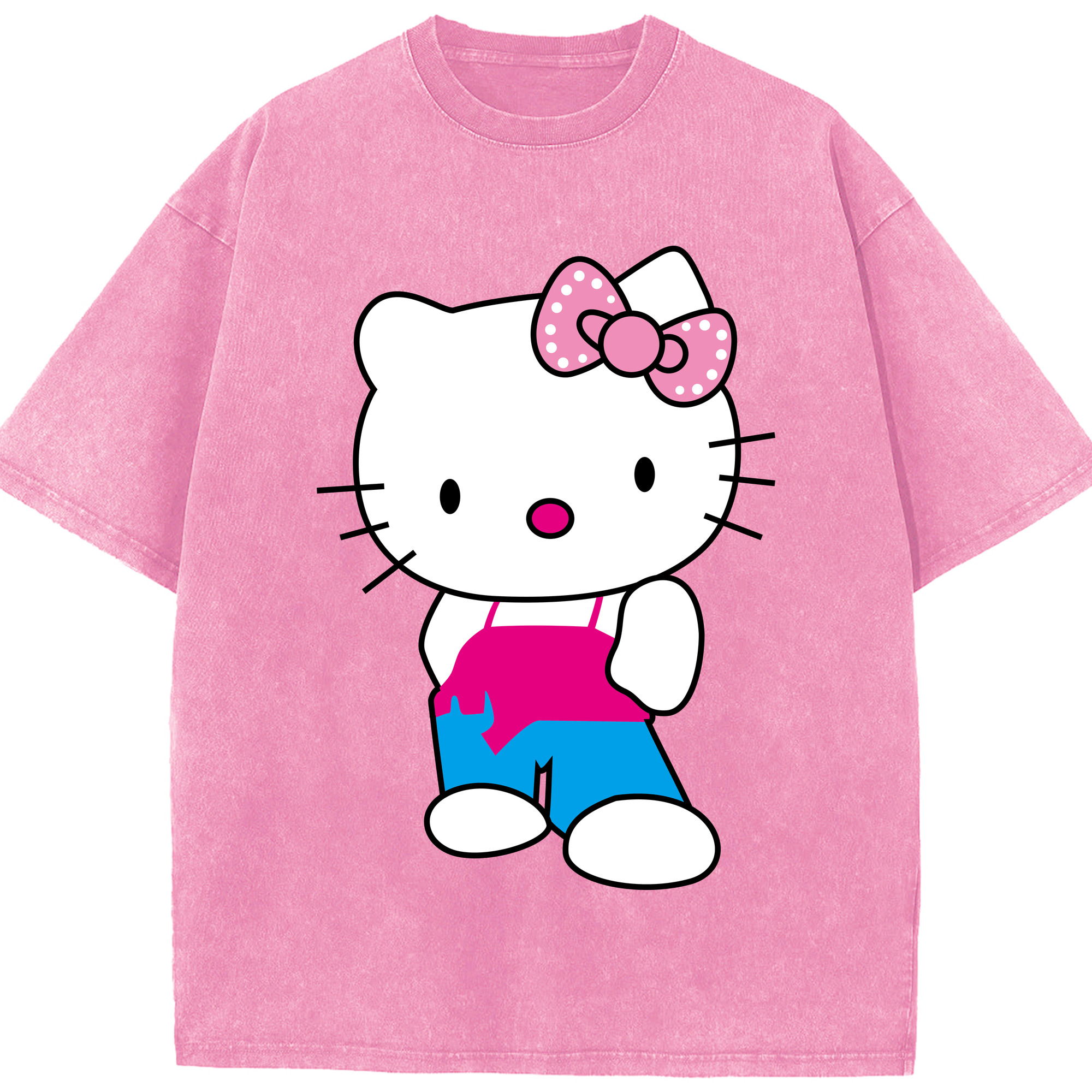 （画像用） Hello Kitty ハローキティ 綿100% ヴィンテージ風 半袖Tシャツ（フロントプリント）